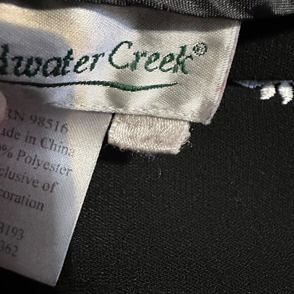 Coldwater Creek Midi Skirt 1X Black White Embroidered Floral Border Cottagecore - Picture 7 of 8